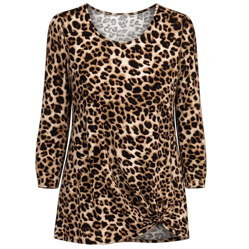 NEW YORK & CO SCOOP NECK ANIMAL LEOPARD PRINT CAREER CASUAL SWEATER SIZE LARGE